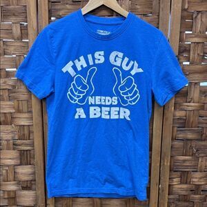 This Guy Needs a Beer Blue Graphic T-Shirt
